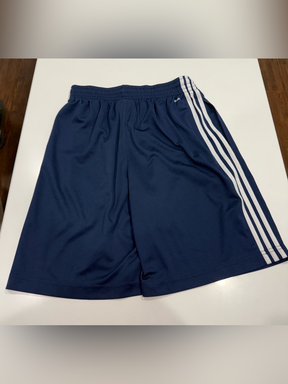 adidas Climalite Boys14/16  L Blue/White Mesh Shorts Drawstring Waist